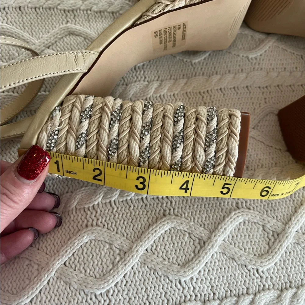 Steve Madden Cream Woven “Lucci” Platform Sandals Various Sizes - Picture 9 of 15